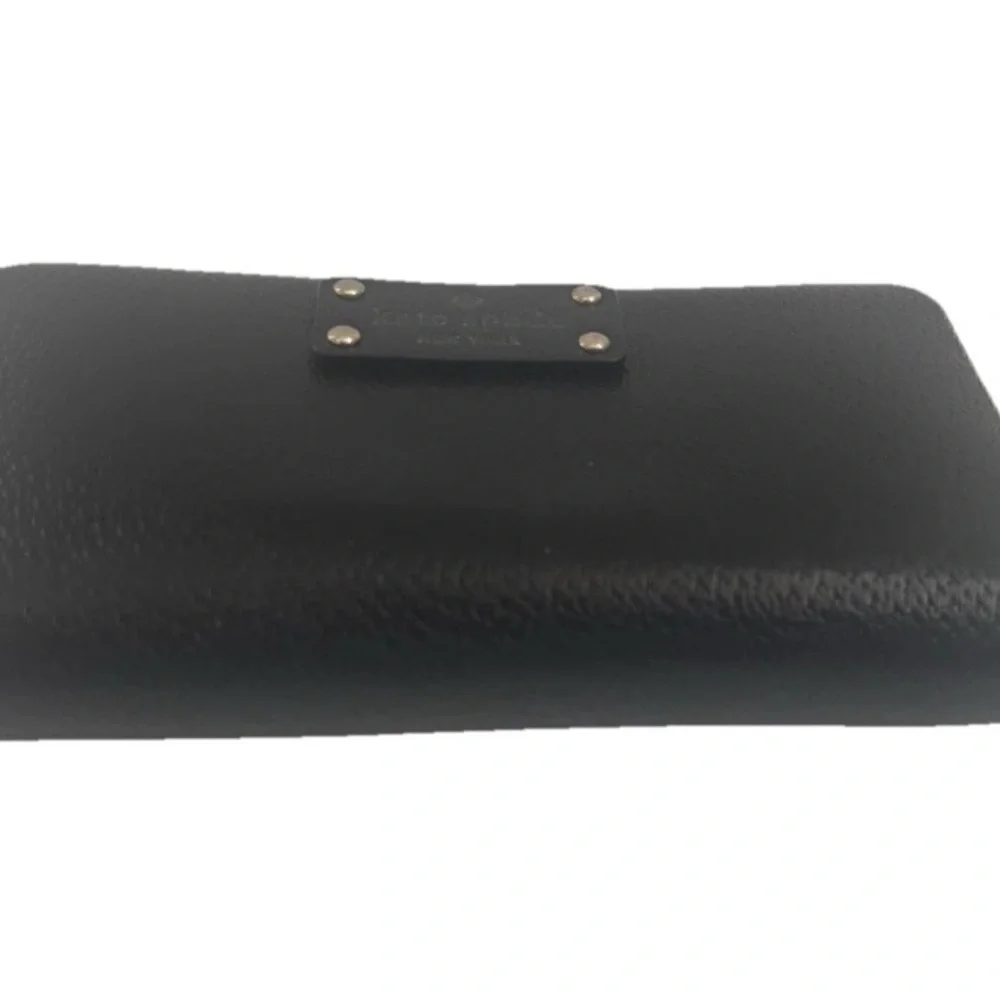 Kate Spade Leather Wallet Black Water Zip-Around Organizer Clutch